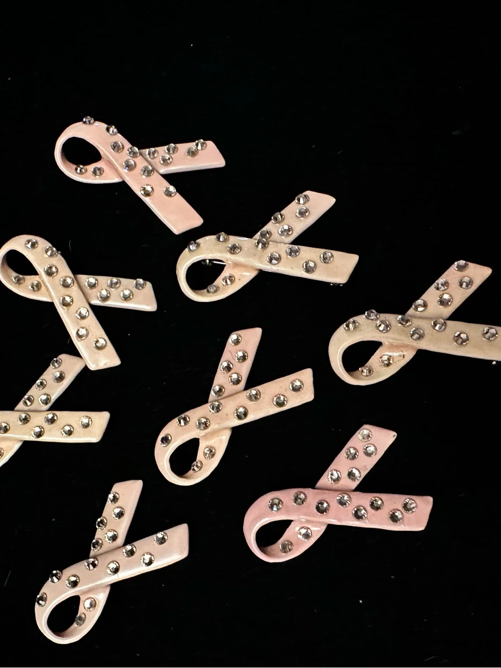 Vintage 2014 Pink Ribbon Crystal Awareness Pin - Women Accessories Lot of 8